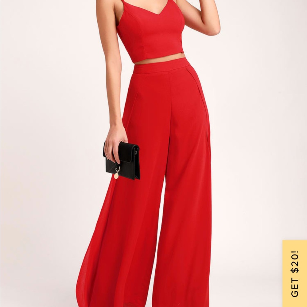 2 piece red jumpsuit